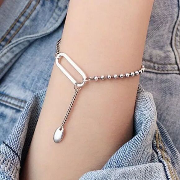 The Delicate Drop Chain and Link Bracelet in 925. - Picture 2 of 9